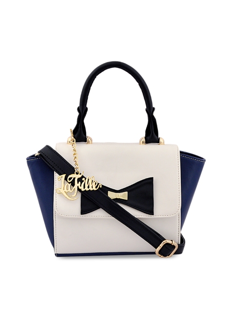 

LaFille Blue & White Colourblocked Handheld Bag