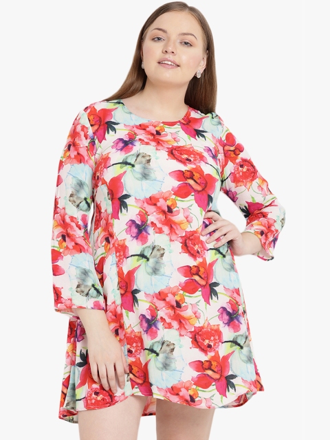 

The Pink Moon Plus Size Women Red Printed A-Line Dress