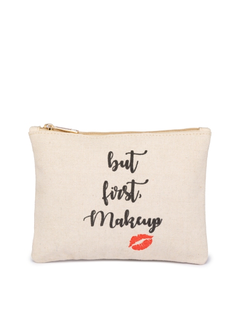 

Globus Beige & Black Printed Makeup Pouch