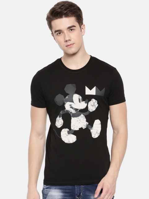 

Jack & Jones Men Black Mickey Mouse Printed Round Neck T-shirt