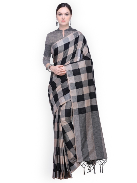 

Ishin Grey & Black Poly Silk Checked Saree