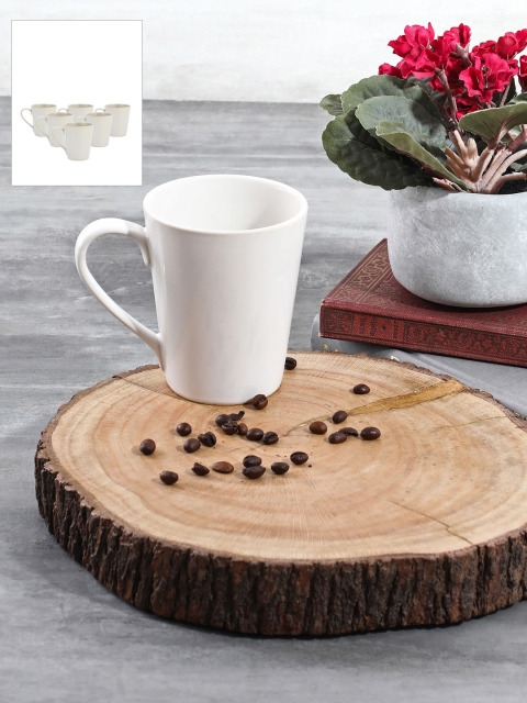 

Pure Home and Living Set of 6 Solid Stoneware Cups, Off white