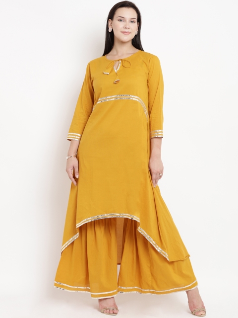 

Love More Women Yellow Solid Kurta with Palazzos