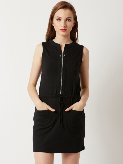 

Miss Chase Women Black Solid Fit and Flare Dress