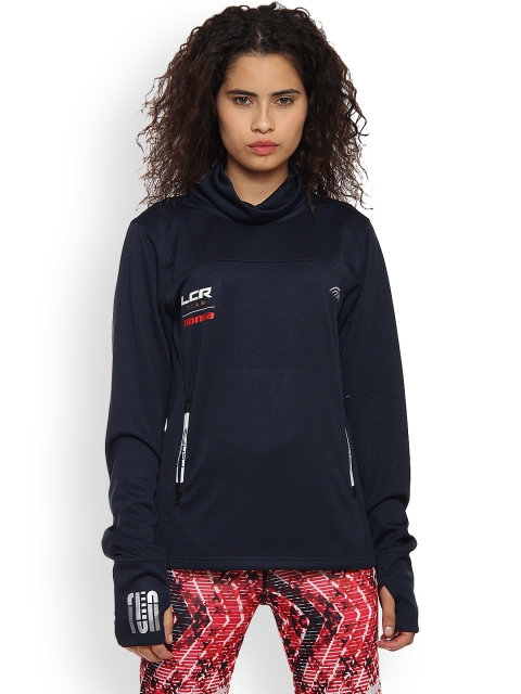 

PERF Women Blue Solid Sporty Jacket, Navy blue