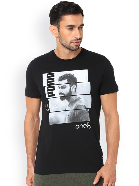 

Puma Men Black Printed Round Neck T-shirt