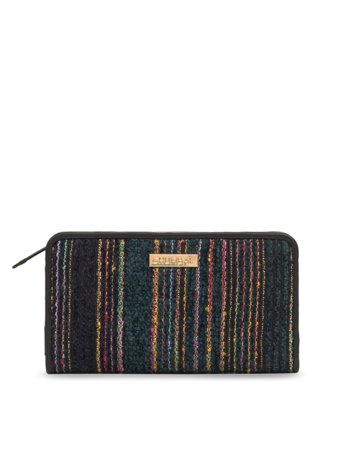 

Chumbak Women Black Striped Zip Around Wallet