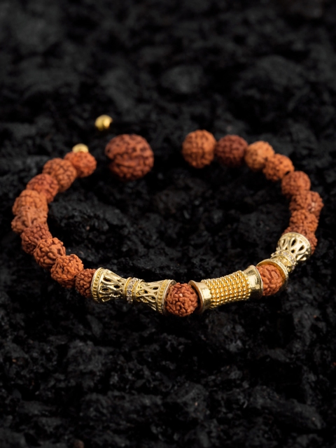 

Dare by Voylla Men Brown & Gold-Plated Brass Handcrafted Charm Bracelet