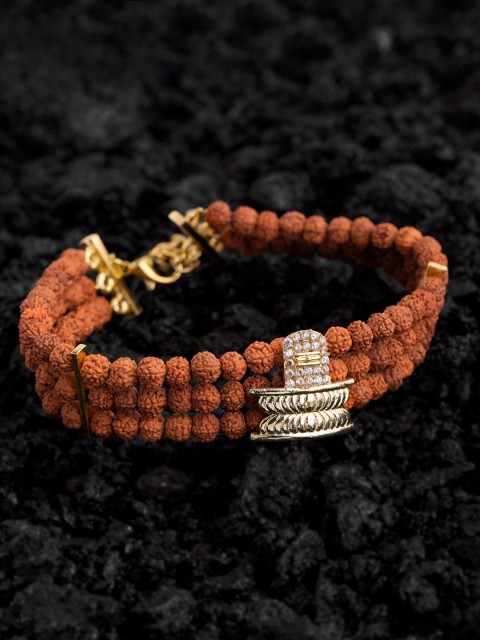

Dare by Voylla Men Brown Gold-Plated Brass Handcrafted Charm Bracelet