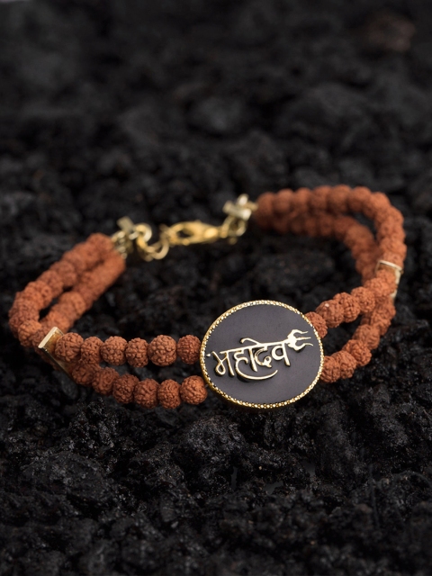 

Dare by Voylla Men Brown Gold-Plated Brass Handcrafted Charm Bracelet