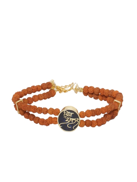 

Dare by Voylla Men Brown Gold-Plated Brass Handcrafted Charm Bracelet