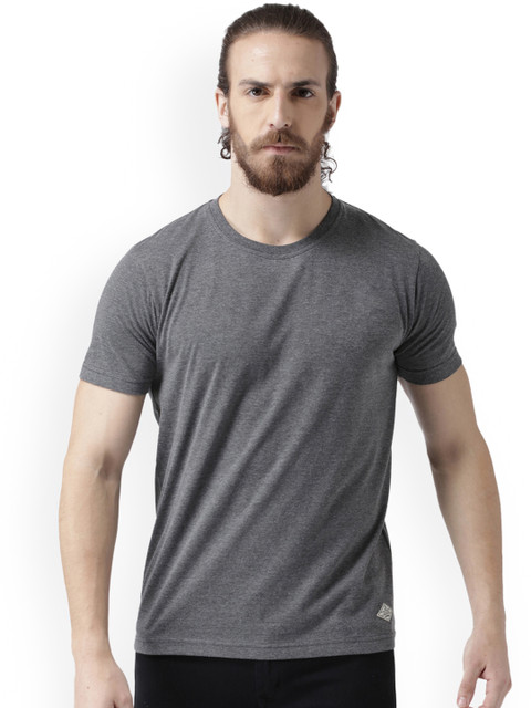 

GRIFFEL Men Grey Solid Round Neck T-shirt