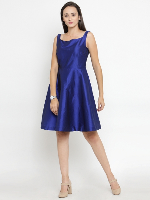 

Just Wow Women Blue Solid Fit and Flare Dress
