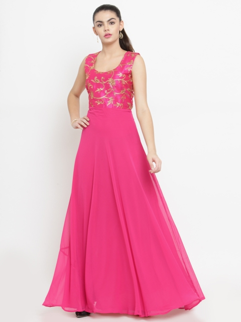 

Just Wow Women Pink Embellished Maxi Dress
