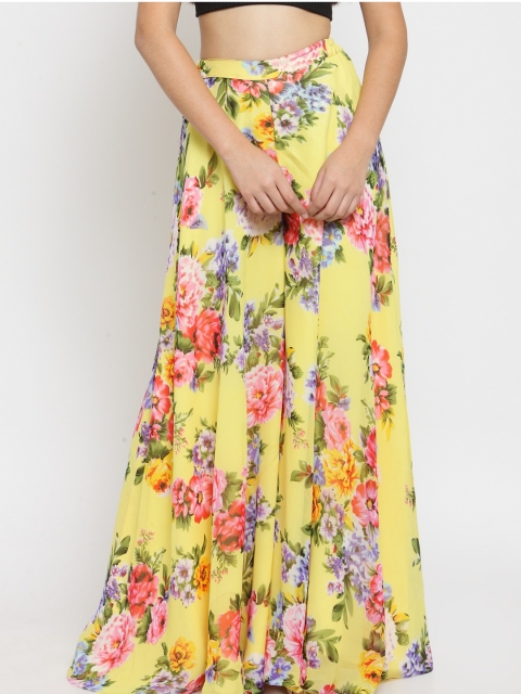 

Just Wow Women Yellow Flared Printed Palazzos