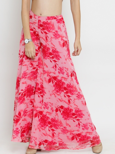 

Just Wow Women Pink Printed Wide Leg Palazzos