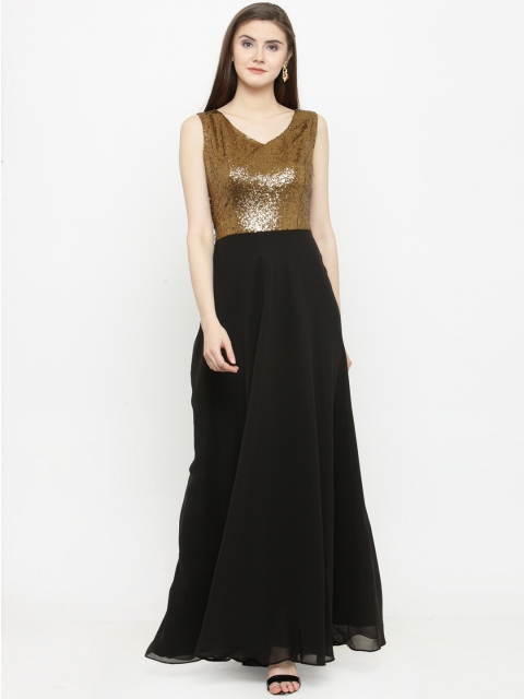 

Just Wow Women Black Embellished Maxi Dress