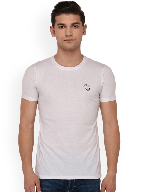 

oneliner Men Off-White Solid Round Neck T-shirt