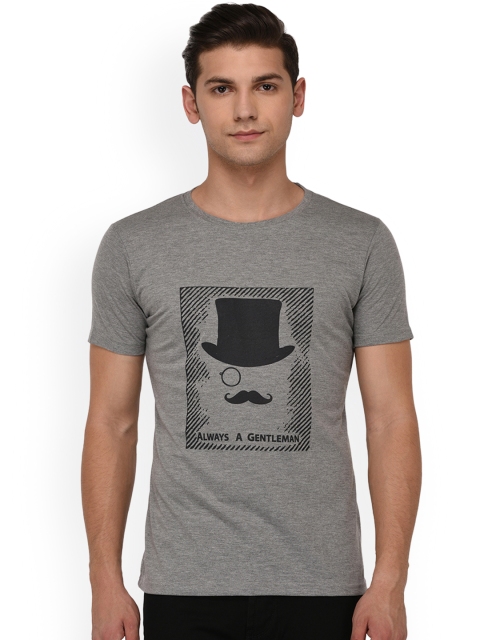 

oneliner Men Grey Printed Round Neck T-shirt