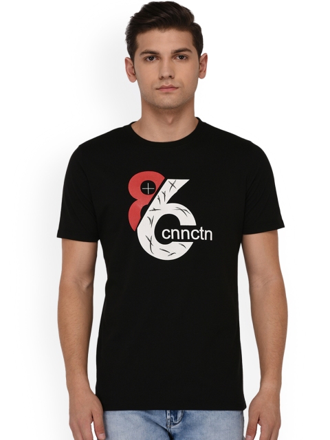 

oneliner Men Black Printed Round Neck T-shirt