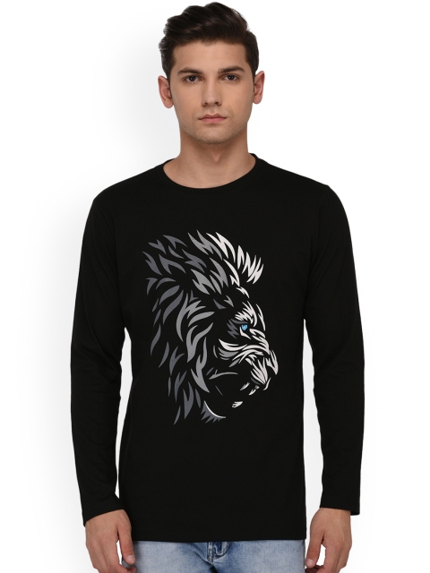 

oneliner Men Black Printed Round Neck T-shirt