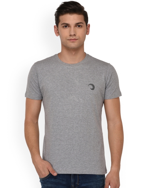 

oneliner Men Grey Solid Round Neck T-shirt