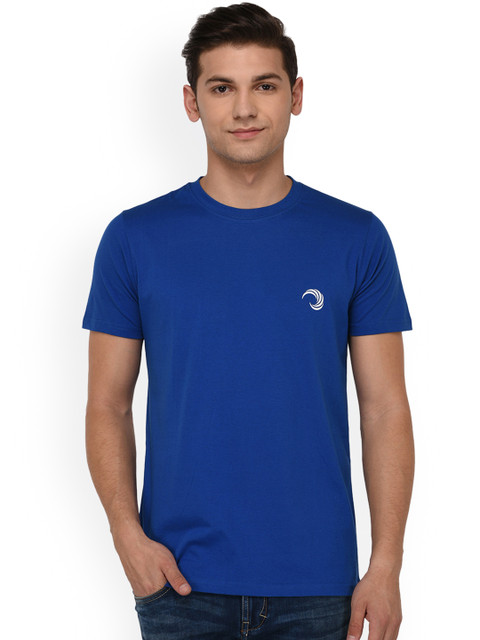 

oneliner Men Blue Solid Round Neck T-shirt