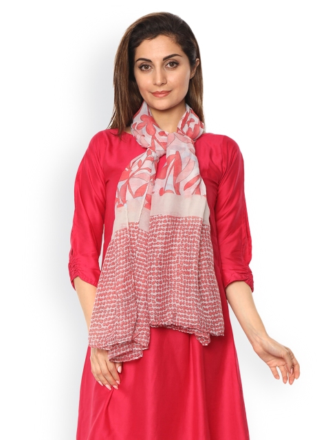 

FabSeasons Red & Cream-Coloured Printed Scarf
