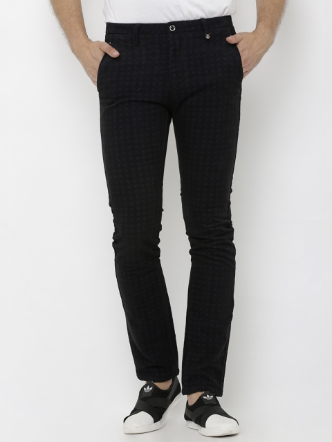 

Rex Straut Jeans Men Blue Slim Fit Checked Regular Trousers