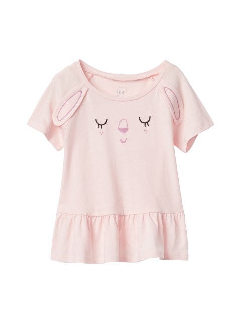 

GAP Girls Pink Solid A-Line Pure Cotton Top