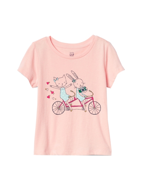 

GAP Peach Toddler Girl Graphic Short Sleeve T-shirt