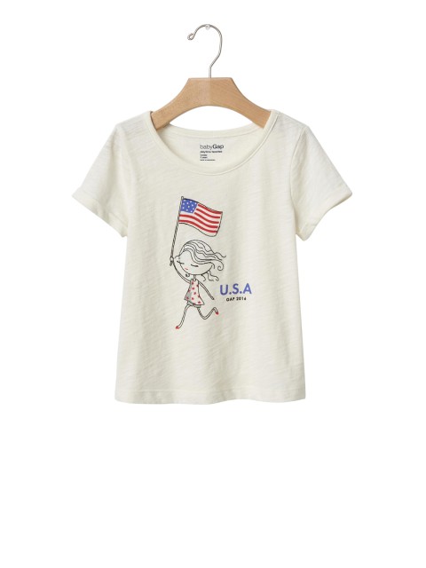 

GAP Girls National Flag Graphic T-Shirt, White