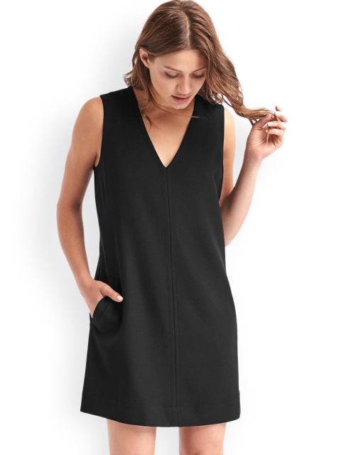 

GAP Women Black V-Neck Shift Dress