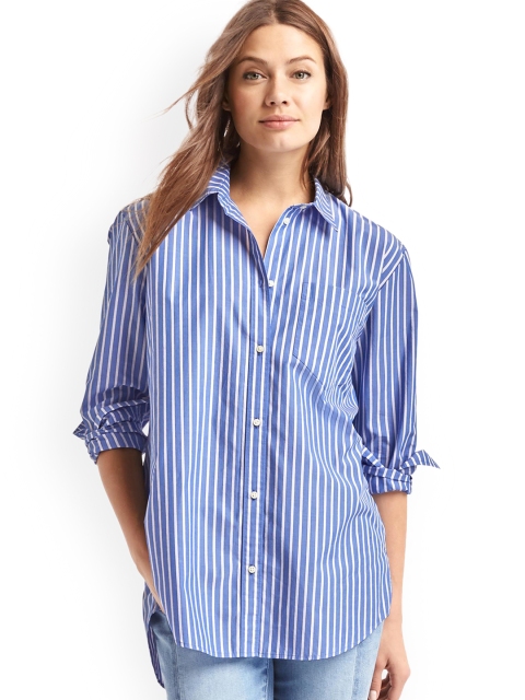 

GAP Women Blue Boyfriend Stripe Tunic