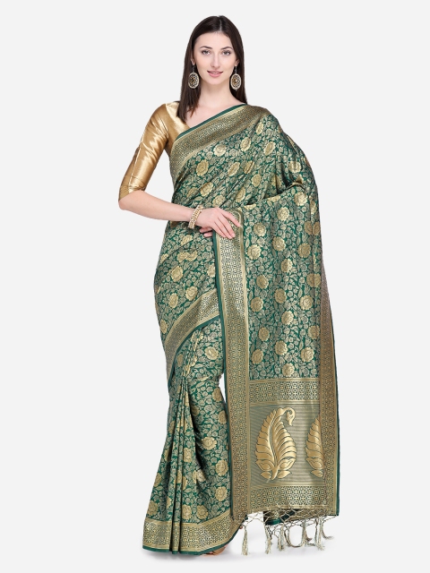 

Saree Swarg Green & Gold-Coloured Silk Blend Woven Design Banarasi Saree