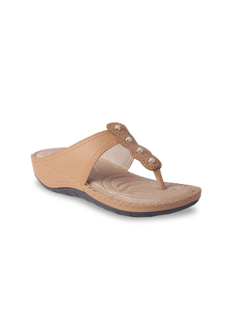 

MSC Women Beige Solid Synthetic Open Toe Flats