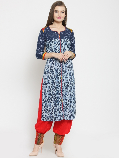 

Kvsfab Women Blue & Red Printed Kurti with Patiala