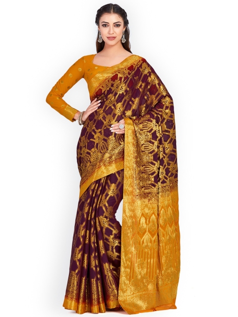 

MIMOSA Purple Poly Chiffon Woven Design Kanjeevaram Saree