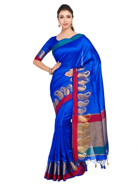 

MIMOSA Blue Art Silk Woven Design Kanjeevaram Saree