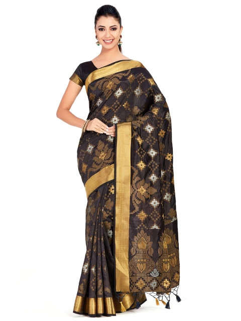 

MIMOSA Black Art Silk Woven Design Kanjeevaram Saree