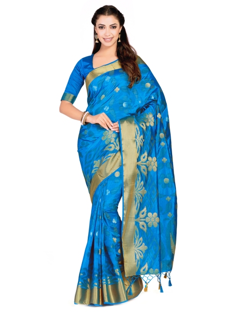 

MIMOSA Blue Art Silk Woven Design Kanjeevaram Saree