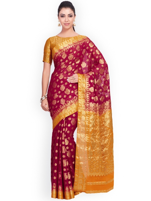 

MIMOSA Maroon Poly Chiffon Woven Design Kanjeevaram Saree
