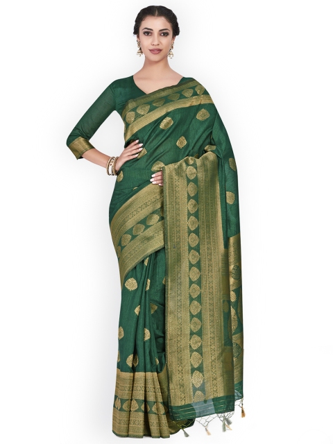 

MIMOSA Green & Beige Art Silk Woven Design Kanjeevaram Saree