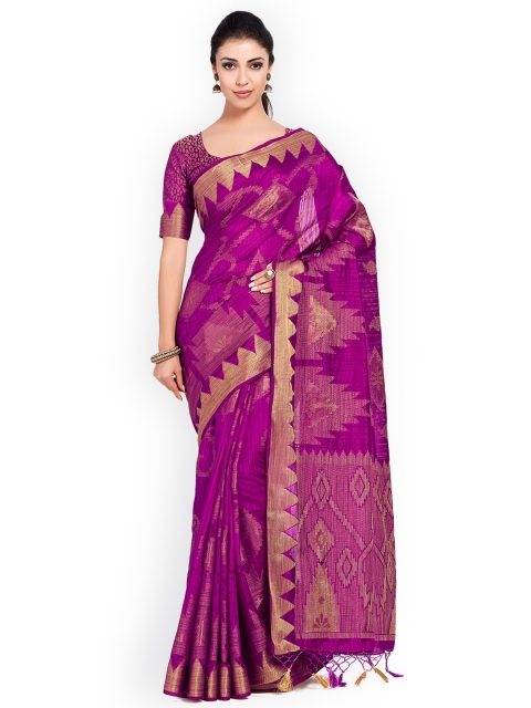 MIMOSA Magenta Art Silk Woven Design Kanjeevaram Saree