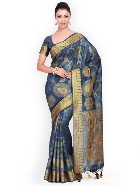 

MIMOSA Grey & Gold-Coloured Art Silk Woven Design Kanjeevaram Saree