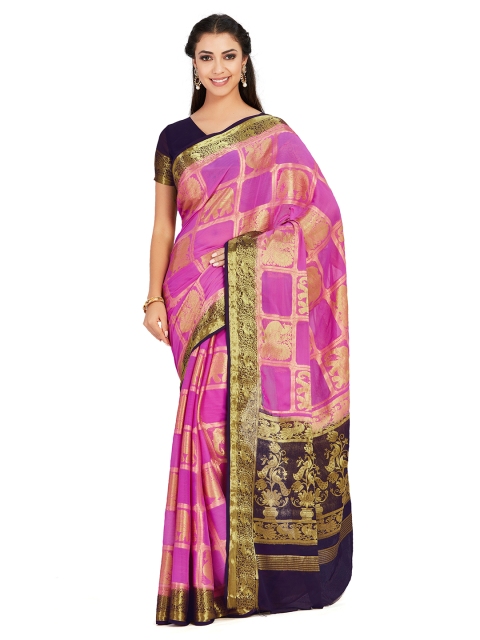 

MIMOSA Pink Poly Chiffon Woven Design Kanjeevaram Saree