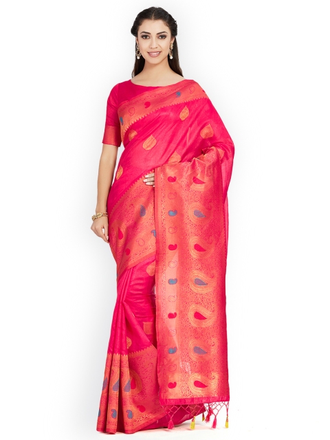 

MIMOSA Pink Art Silk Woven Design Kanjeevaram Saree