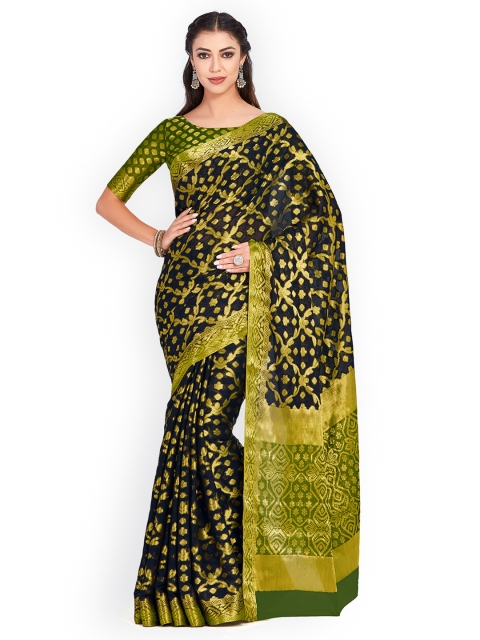 

MIMOSA Black Poly Chiffon Woven Design Kanjeevaram Saree