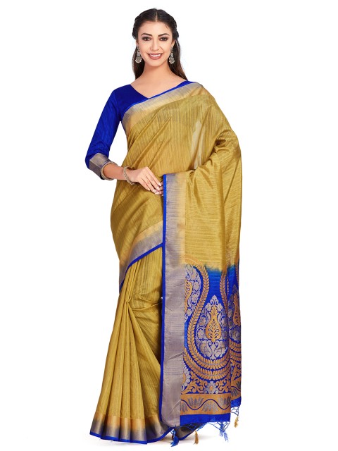 

MIMOSA Mustard Yellow Art Silk Woven Design Kanjeevaram Saree