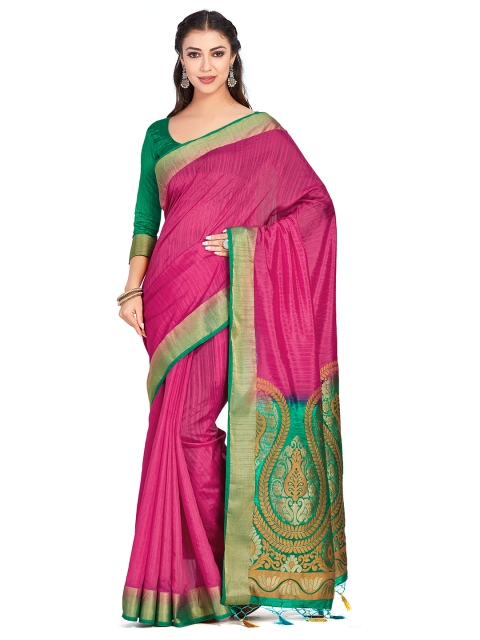 

MIMOSA Pink Art Silk Woven Design Kanjeevaram Saree